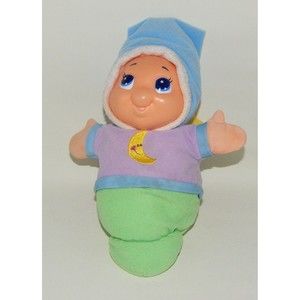 Playskool Glo Worm Plush Lullaby Musical Nightlight Face Blue Green Works 2003